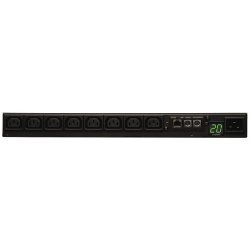 Блок распределения питания Tripp Lite PDUMNH20HV (контролируемый, 208-240В, 16А, 8xC13, вход C20, 1U, кабель 2.5 м)