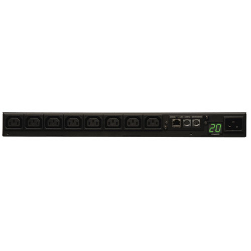 Блок распределения питания Tripp Lite PDUMNH20HV (контролируемый, 208-240В, 16А, 8xC13, вход C20, 1U, кабель 2.5 м)