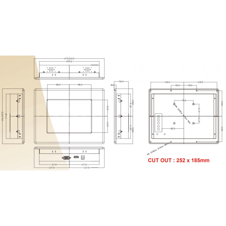 Промышленный монитор Winmate R08L200-PMU1/IT/U (8.4" TFT, 800x600, VGA/DVI, сенсор SAW)