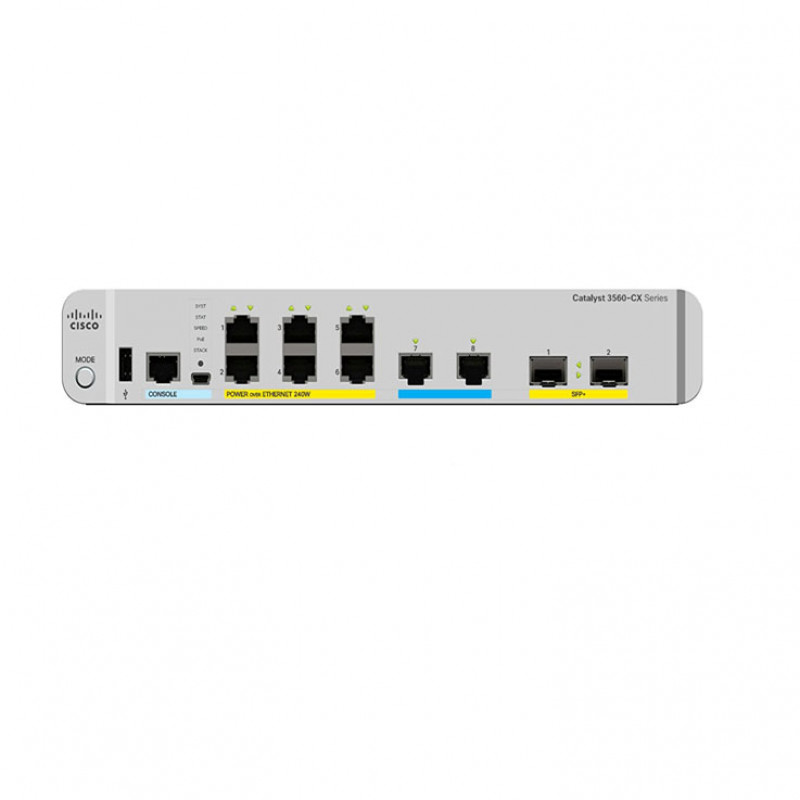 Коммутатор Cisco WS-C3560CX-8XPD-S (Catalyst 3560-CX 2xmGig, 6x1G PoE, IP Base)