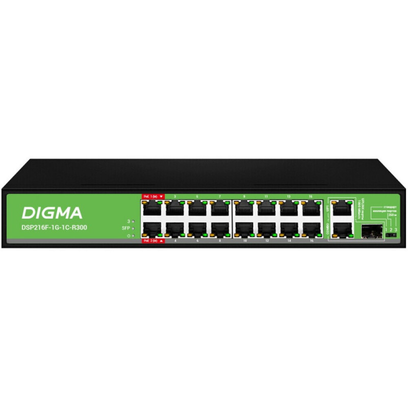 Коммутатор Digma DSP216F-1G-1C-R300