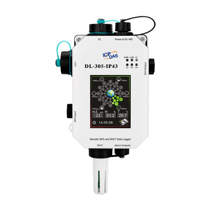 Датчик температуры, влажности, точки росы и концентрации CO ICP DAS DL-305-IP43 (регистратор данных, DCON, Modbus RTU/TCP, MQTT, IP43)
