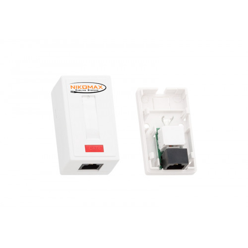Настенная розетка Nikomax NMC-WO1UD2-WT (1 порт, Cat.5e, неэкранированная, T568A/B)