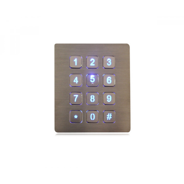 Клавиатура вандалозащищённая Key Technology K-TEK-B88KP-BL-DWP (встраиваемая, IP65, 12 клавиш, панель из нерж. стали, USB, PS/2)