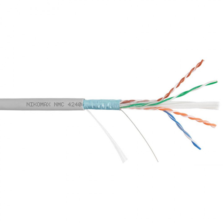 Кабель витая пара NIKOMAX NMC 4240C-GY (F/UTP, Cat.6, 250МГц, 23AWG, BC, нг(А)-HF, серый, 305м)