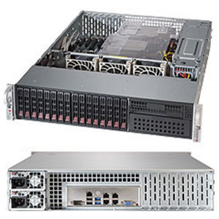 Серверная платформа Supermicro SYS-2028R-C1R4+ (2U, 2x2011v3, C612, 24xDDR4, 16x2.5", HW RAID 3108, 4GE)