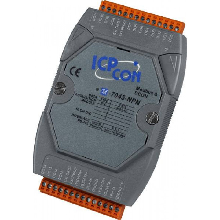 Модуль дискретного вывода ICP DAS M-7045-NPN CR (16 каналов, изолированный, NPN, Modbus RTU)