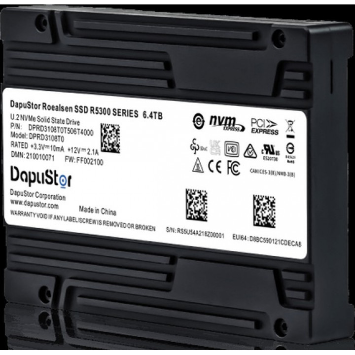 SSD накопитель DapuStor R5301 (NVMe Gen4, U.2, 1.6TB) SSD накопитель DapuStor R5301 (NVMe Gen4, U.2, 1.6TB)
