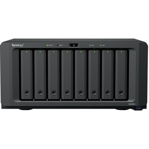 Сетевое хранилище Synology DS1825+ (8 отсеков, AMD Ryzen V1500B, 8 Гб ОЗУ, 2x2.5 Гбит/с)