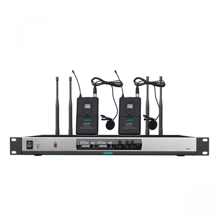 Беспроводная микрофонная система DSPPA D5822 (True Diversity UHF, 2 микрофона клипсового типа)
