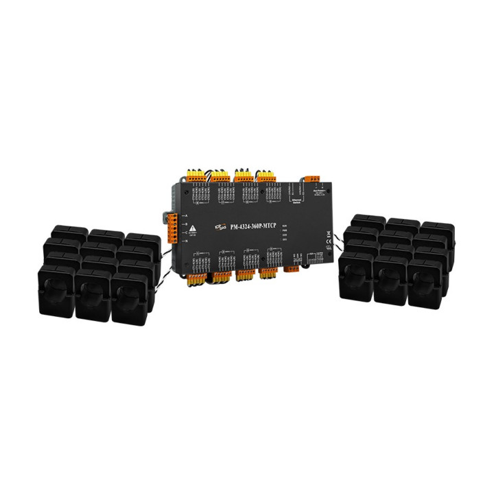 Интеллектуальный многоканальный измеритель параметров сети ICP DAS PM-4324-360P-MTCP (8 каналов 3-фаз/24 канала 1-фаз, Modbus TCP, токовое кольцо 300 А)