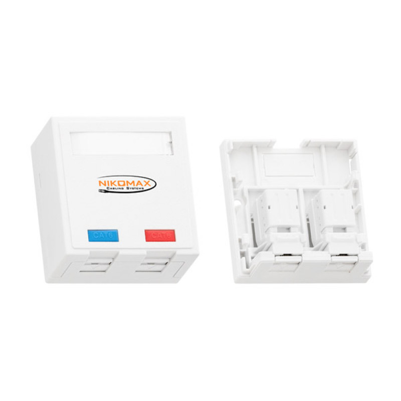 Настенная розетка Nikomax NMC-WO2UE2-FT-ST-WT (2 порта, Cat.6, неэкранированная, FT-TOOL)