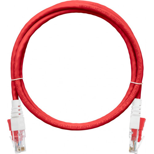 Коммутационный шнур NIKOMAX NMC-PC4UD55B-020-CS-RD (Cat.5e, 100МГц, 2xRJ45, с замком, красный, 2м)