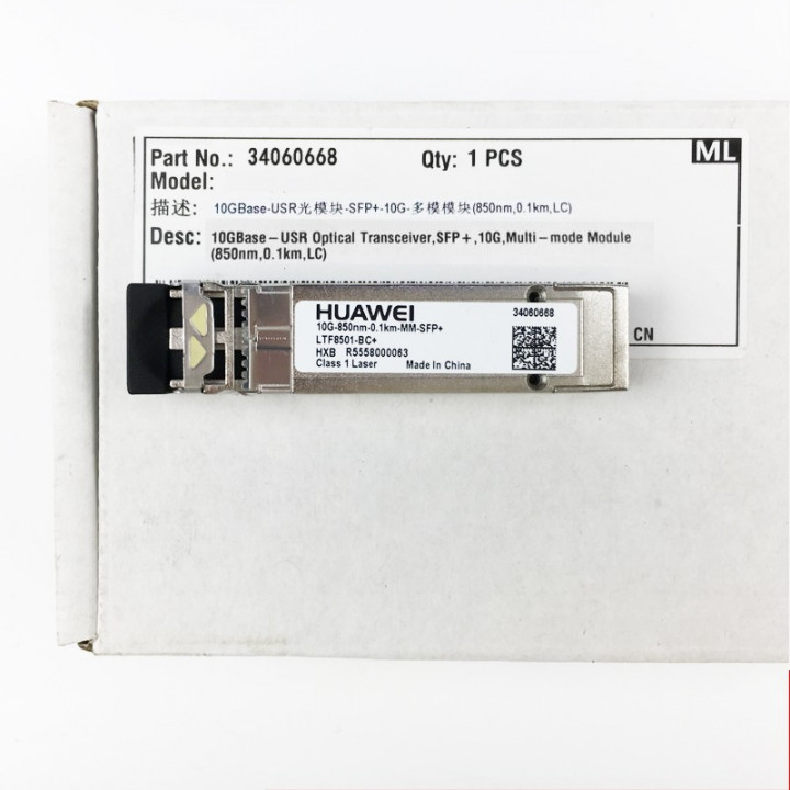 Трансивер Huawei SFP-10G-USR (SFP+, 10GBase-USR, 850nm, 0.1km) Трансивер Huawei SFP-10G-USR (SFP+, 10GBase-USR, 850nm, 0.1km)