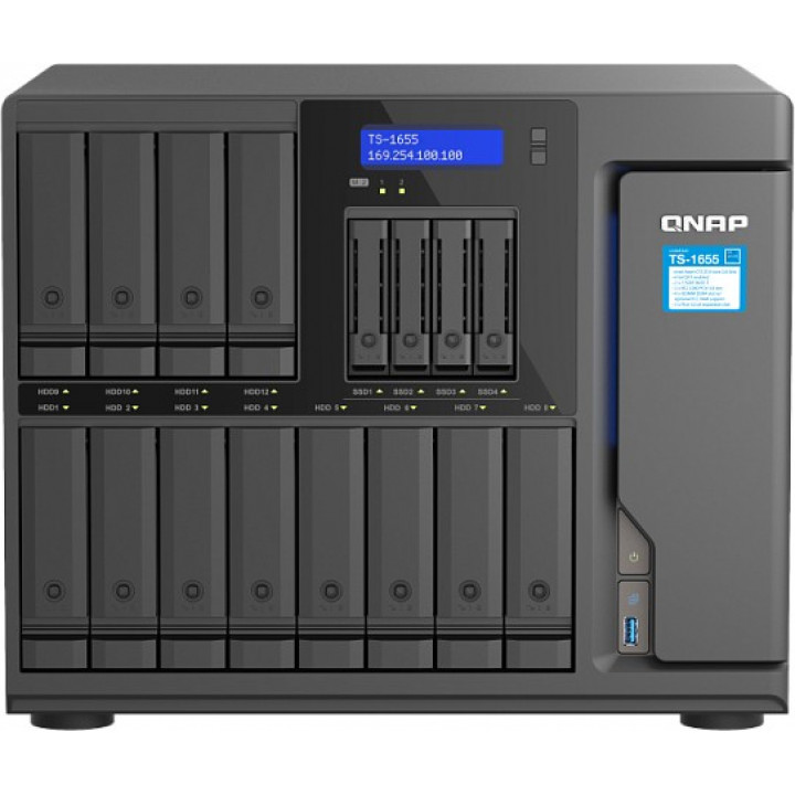 Сетевой RAID-накопитель QNAP TS-1655-8G (8C 2.8GHz, 8Gb RAM, до 12+4+2 HDD/SSD, 2x2.5Gb)
