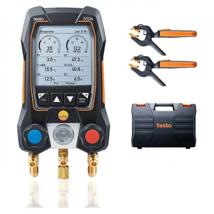 Цифровой манометрический коллектор Testo 550s (-1…60 бар, ±0.5%, Bluetooth) в кейсе