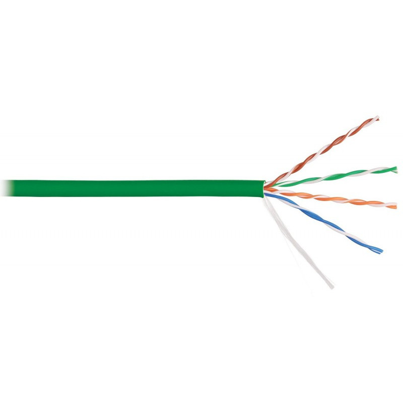 Кабель U/UTP 4 пары, кат.5e (класс D), 100МГц, одножильный, BC, 24AWG NIKOLAN NKL 9100C-GN (LSZH нг (А)-HFLTx)