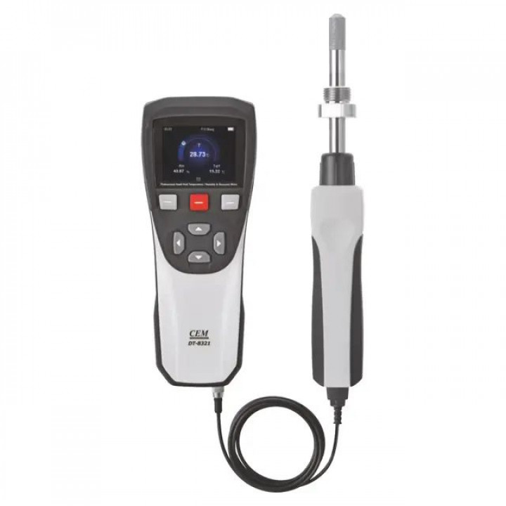 Термогигрометр CEM DT-8321 (0-100%, -10…+60°C, точка росы, ppm, давление) Термогигрометр CEM DT-8321 (0-100%, -10…+60°C, точка росы, ppm, давление)
