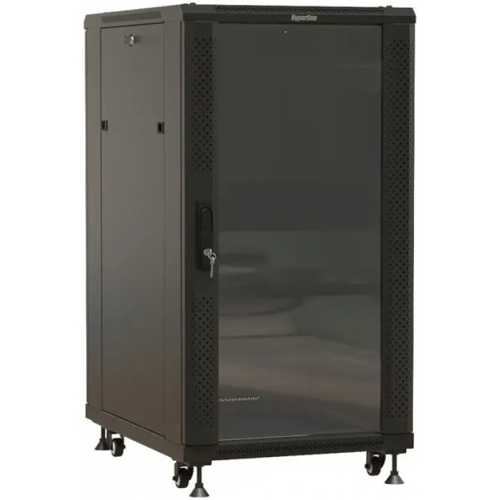 Шкаф Hyperline TTBR-2268-AS-RAL9004 (напольный 22U, 1166x600х800 мм, стеклянная дверь, RAL 9004)
