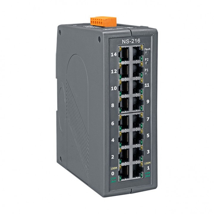 Промышленный коммутатор ICP DAS NS-216 CR (16x10/100BaseTX, пластиковый корпус)