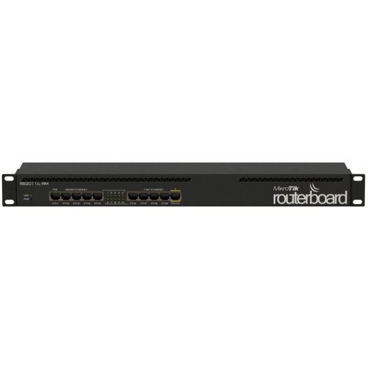 Маршрутизатор Mikrotik RB2011iL-RM (5xGbit, 5xLAN, 600 МГц, RouterOS L4)