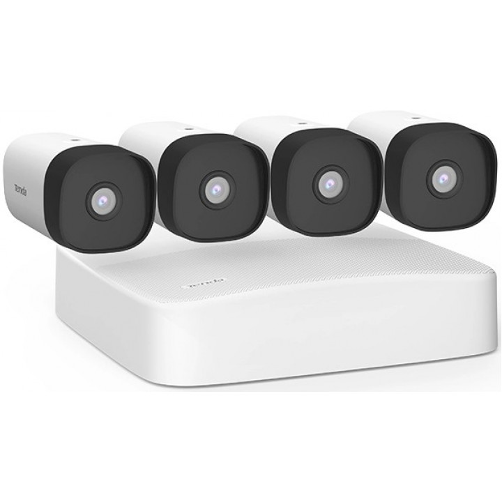 Система видеонаблюдения Tenda K4P-4TR (4-канальный PoE видеорегистратор 4K + 4 уличные камеры 4MP)