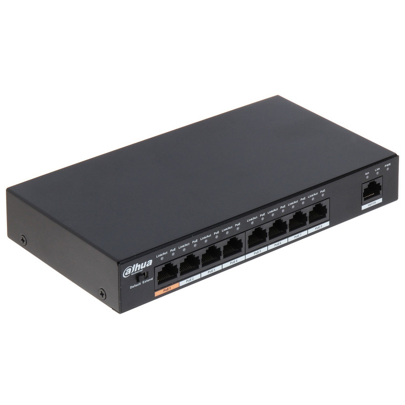 PoE коммутатор Dahua DH-PFS3009-8ET-96 (8 портов 10/100, PoE 96Вт, неуправляемый)