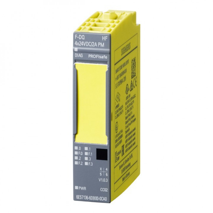 Электронный модуль Siemens Simatic 6ES7136-6DB00-0CA0 (4 F-DQ, дискретные выходы, безопасность до SIL3)