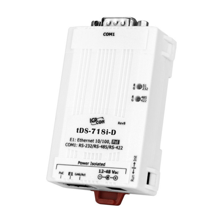 Сервер ICP DAS tDS-718i-D (1-портовый RS-232/422/485, PoE, изоляция) Сервер ICP DAS tDS-718i-D (1-портовый RS-232/422/485, PoE, изоляция)