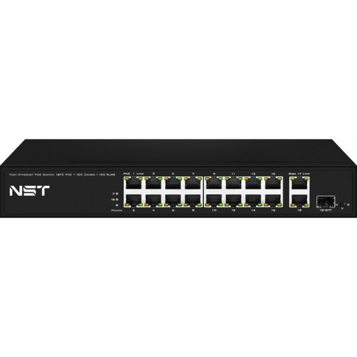 Коммутатор NST NS-SW-16F3G-P (16xFE PoE + 3xGE, до 292W PoE) Коммутатор NST NS-SW-16F3G-P (16xFE PoE + 3xGE, до 292W PoE)