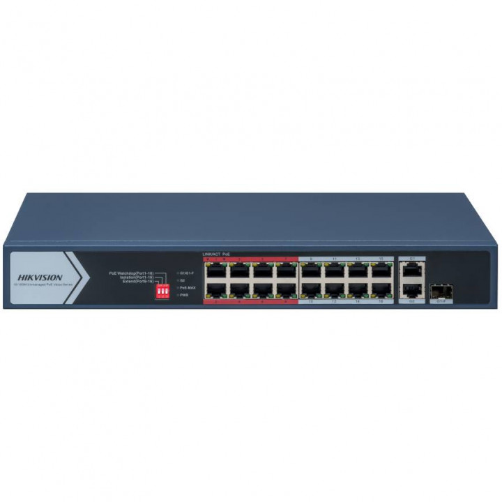 Коммутатор Hikvision DS-3E0318P-E/M(C) (16xPoE 100M, 1xGigabit RJ45, 1xGigabit combo) Коммутатор Hikvision DS-3E0318P-E/M(C) (16xPoE 100M, 1xGigabit RJ45, 1xGigabit combo)