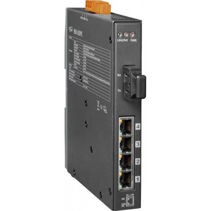 Промышленный коммутатор ICP DAS NSM-205PFC CR (4xPoE 10/100TX, 1x10/100FX многомод SC)