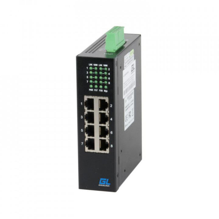 Коммутатор NIKOMAX (GIGALINK) GL-SW-F202-08-I (L2, индустриальный, 8x10/100TX, 12-24В)