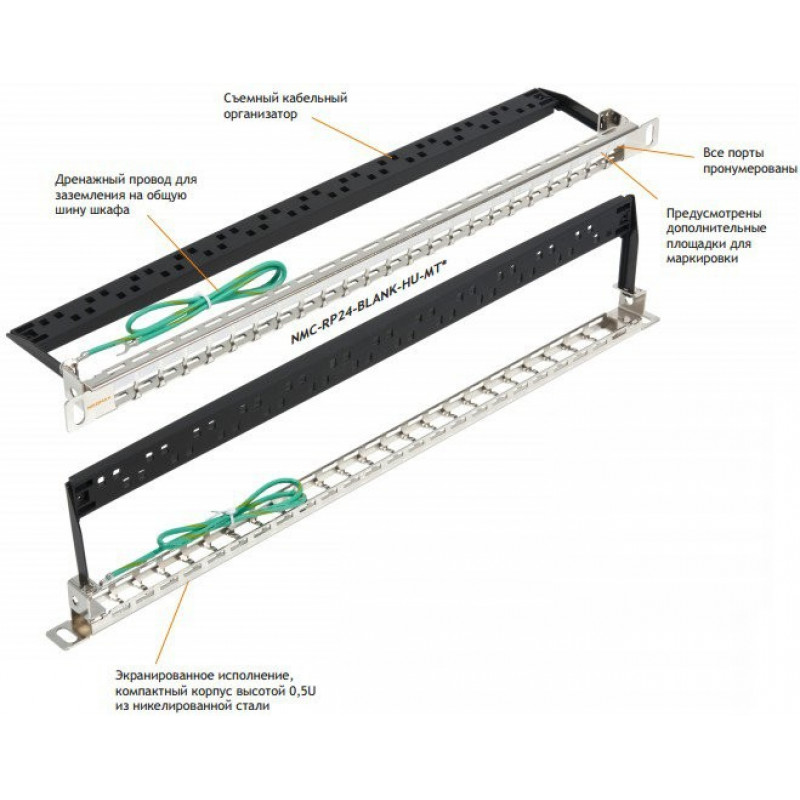 Патч-панель наборная NIKOMAX NMC-RP24-BLANK-HU-MT (19