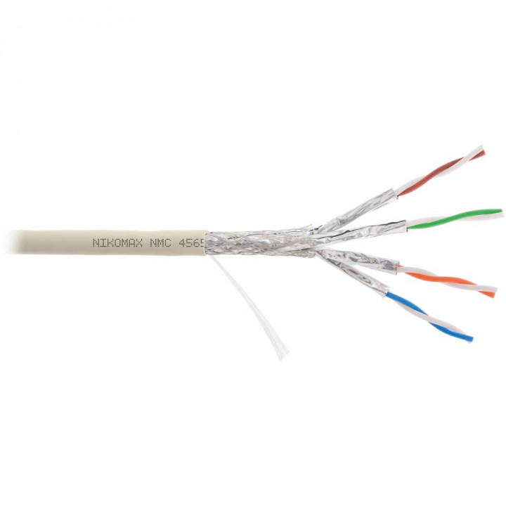 Кабель витая пара NIKOMAX NMC 4565L-IY (S/FTP, Cat.7, 600МГц, 23AWG, BC, нг(А)-LSLTx, светло-серый, 500м)