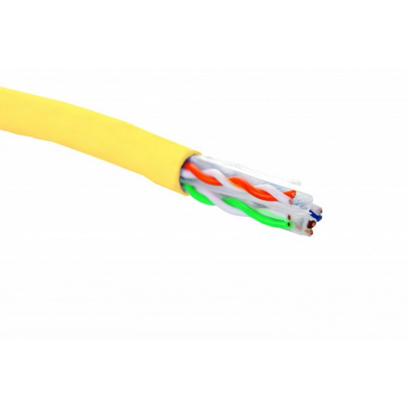 Кабель Eurolan 19C-U6-12YL-B305 (Cat.6, U/UTP, 4 пары, 23 AWG, нг(А)-HF, внутр., желтый, 305 м)