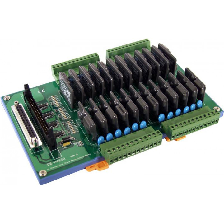 Плата твердотельных реле ICP DAS DB-24SSR/D/DIN (24 выхода, монтаж на DIN-рейку, + CA-3710)