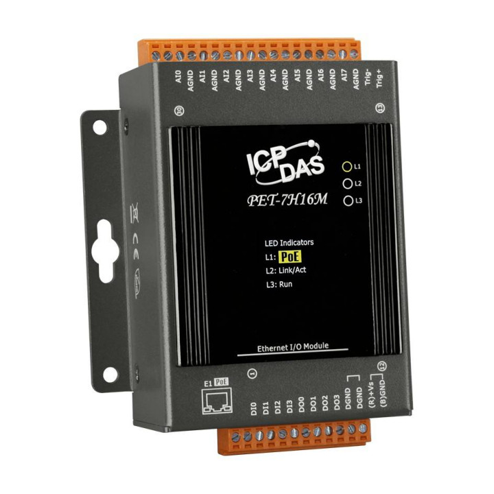 Высокоскоростной модуль Ethernet ICP DAS PET-7H16M CR (8 AI, 4 DI, 4 реле, PoE) Высокоскоростной модуль Ethernet ICP DAS PET-7H16M CR (8 AI, 4 DI, 4 реле, PoE)