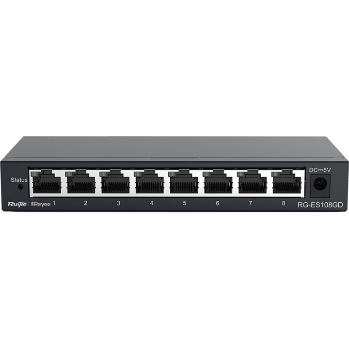 Коммутатор Ruijie Reyee RG-ES108GD (8 гигабитных портов, неуправляемый, стальной корпус)