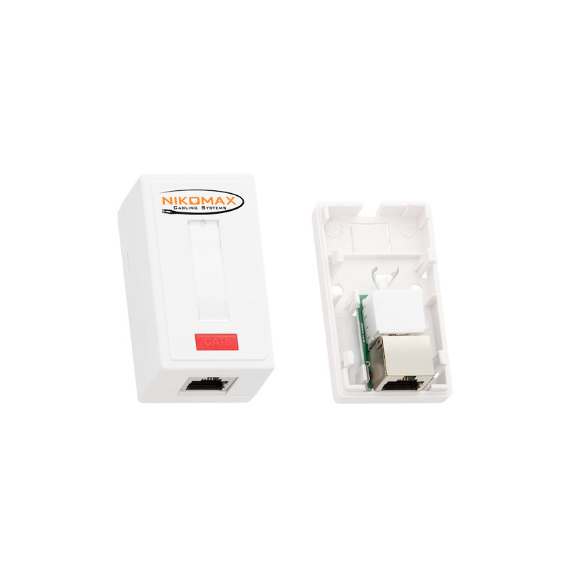 Настенная розетка NIKOMAX NMC-WO1SD2-WT (1 порт, кат.5e, экранированная, на печатной плате, белая)