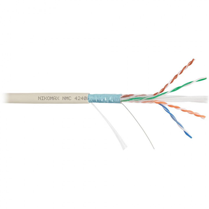 Кабель витая пара NIKOMAX NMC 4240L-IY (F/UTP, Cat.6, 250МГц, 23AWG, BC, нг(А)-LSLTx, светло-серый, 305м) Кабель витая пара NIKOMAX NMC 4240L-IY (F/UTP, Cat.6, 250МГц, 23AWG, BC, нг(А)-LSLTx, светло-серый, 305м)