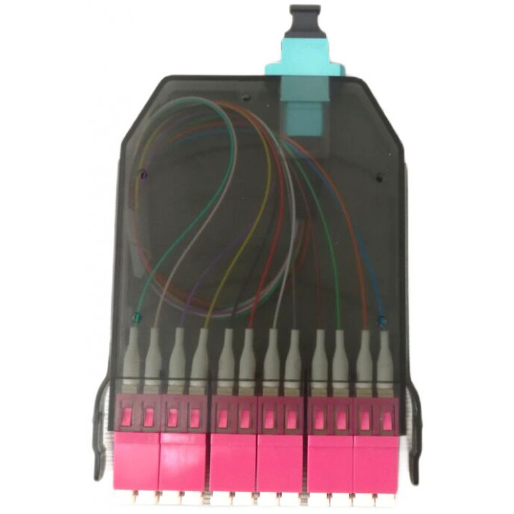 Кассета волоконно-оптическая NIKOMAX NMF-CT12M4PA-MTPM-LCU-TR (для MTP/MPO, 1 слот, OM4, 50/125 мкм, 1xMTP-12xLC, полярность А)