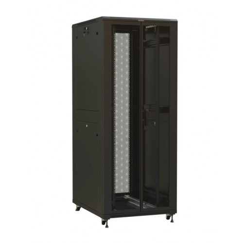 Шкаф коммутационный Hyperline TTR-4261-DD-RAL9005 (напольный 42U, 600x1000 мм, перф. двери, черный, нагрузка 800кг)
