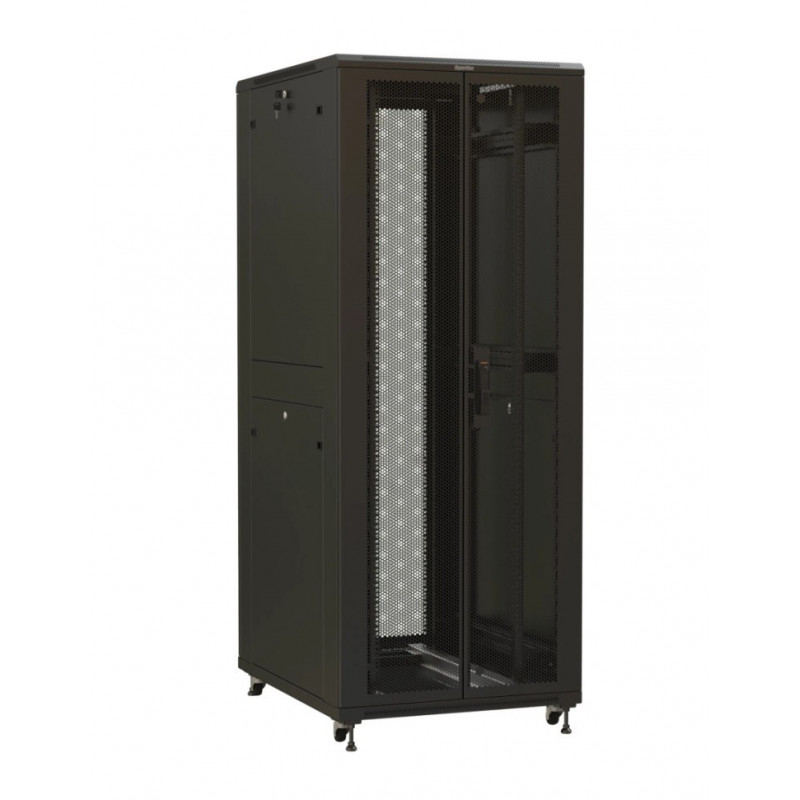 Шкаф коммутационный Hyperline TTR-4261-DD-RAL9005 (напольный 42U, 600x1000 мм, перф. двери, черный, нагрузка 800кг)