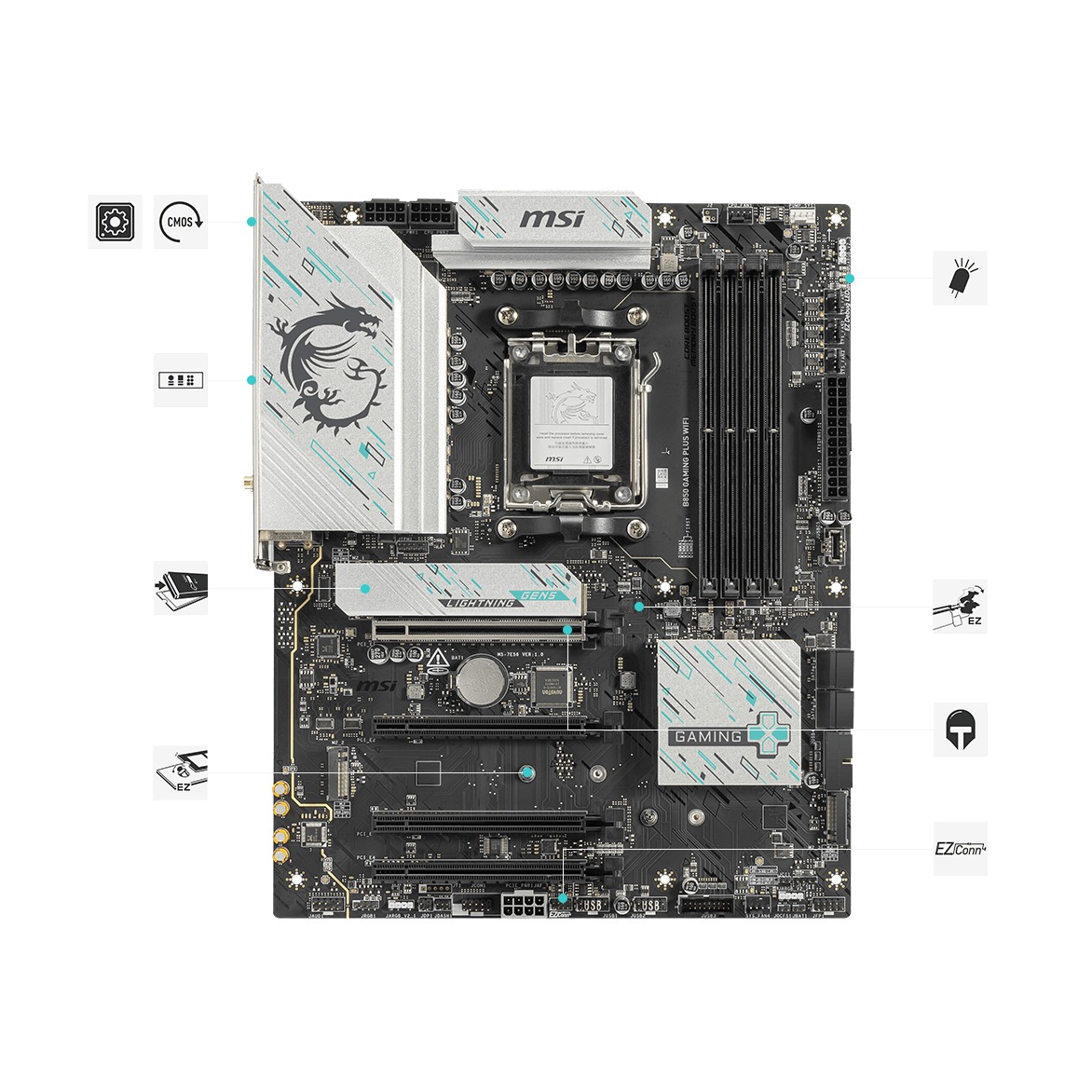 Материнская плата AM5 MSI B850 GAMING PLUS WIFI PZ