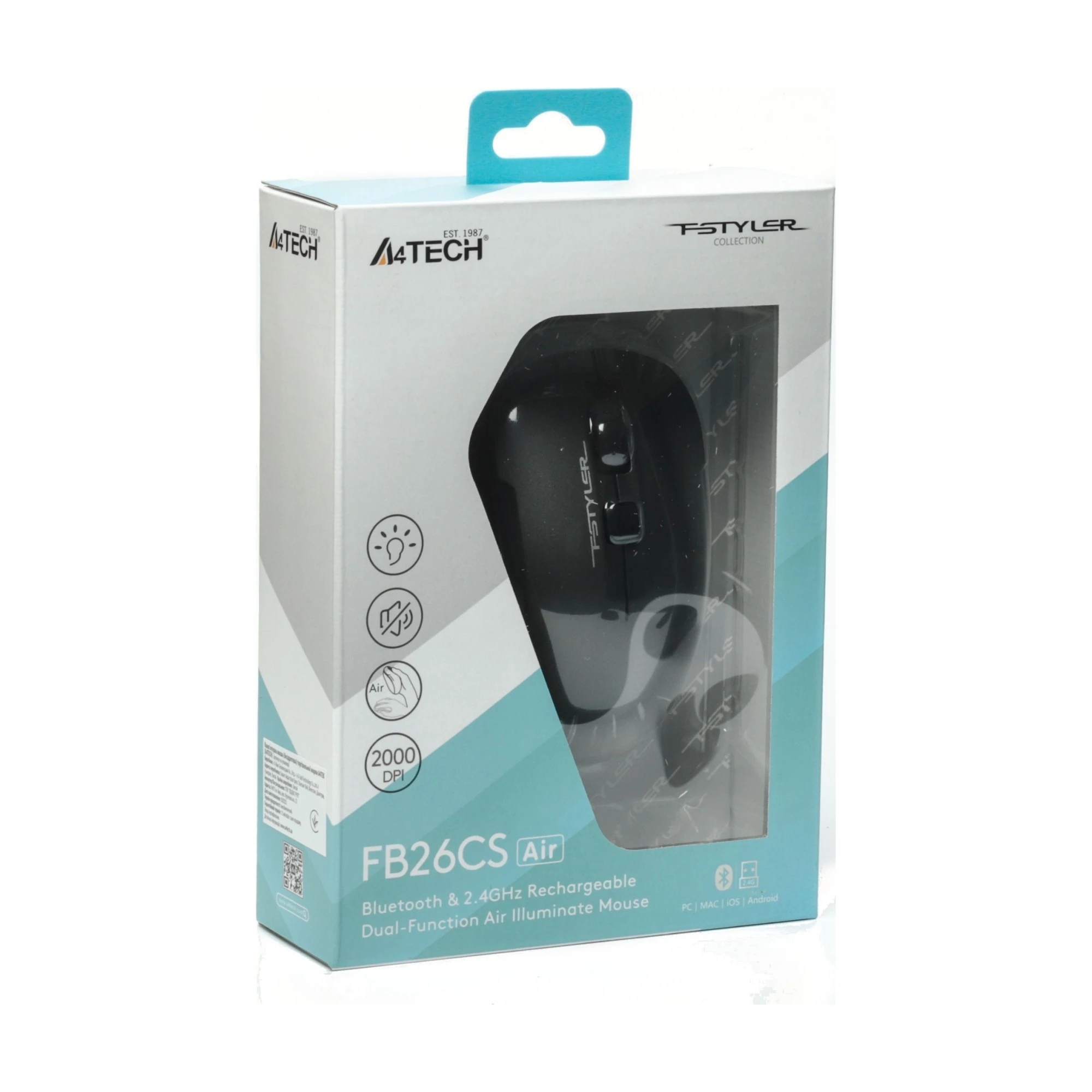 Мышь A4TECH FB26CS AIR2 SMOKY GREY