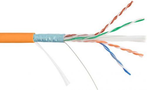 Кабель F/UTP 4 пары, одножильный, 100м NIKOLAN NKL 4240C-OR
