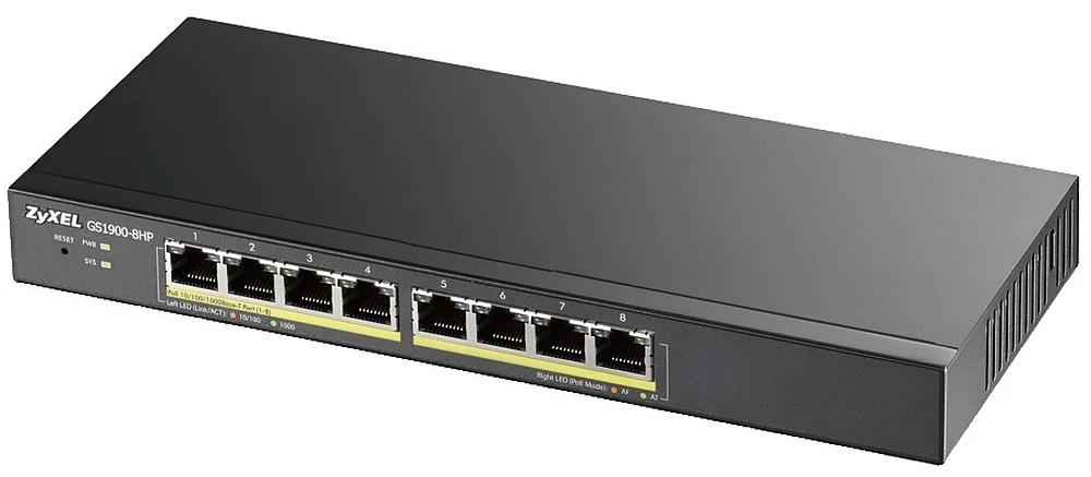 Коммутатор Zyxel Smart L2 PoE+ GS1900-8HP