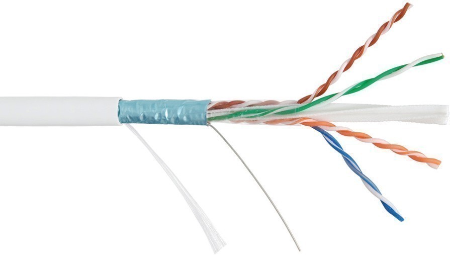 Кабель F/UTP 4 пары, категория 6, одножильный, внутренний, 305м NIKOLAN NKL 4240C-WT