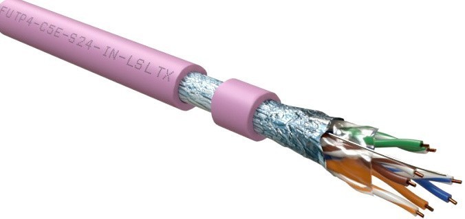Кабель витая пара Hyperline FUTP4-C5E-S24-IN-LSLTX-PK-305, 305 м